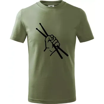 Paličky ruka - Tričko dětské bavlněné - 134 cm/8 let ( Khaki )