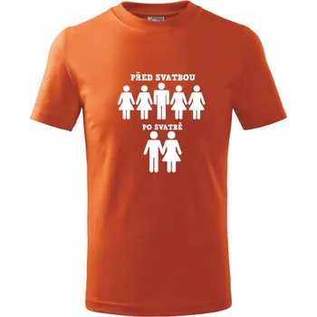 Chlapecké oblečení Před a po svatba - Tričko dětské bavlněné - 134 cm/8 let ( Oranžová )