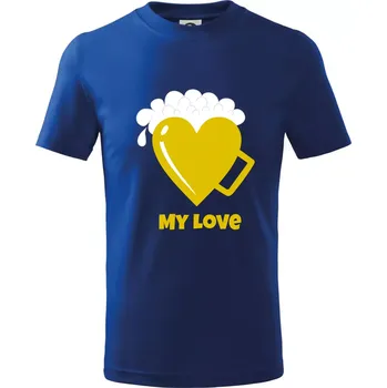 My love - beer (Pecka design) - Tričko dětské bavlněné - 98 cm / 2 roky ( Královská modrá )
