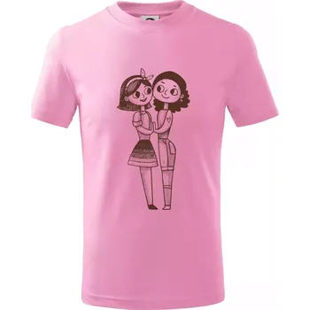 Lesbický pár - Tričko dětské bavlněné - 98 cm / 2 roky ( Růžová )