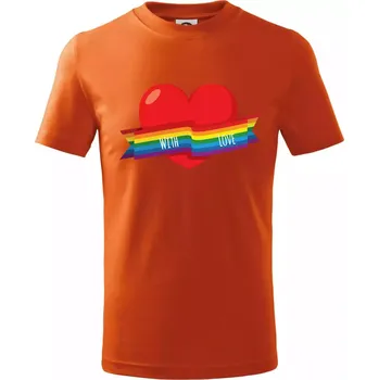 LGBT with love - Tričko dětské bavlněné - 158 cm/12 let ( Oranžová )