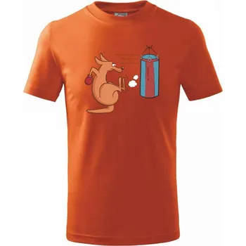 Chlapecké tričko Boxující klokan - Tričko dětské bavlněné - 134 cm/8 let ( Oranžová )