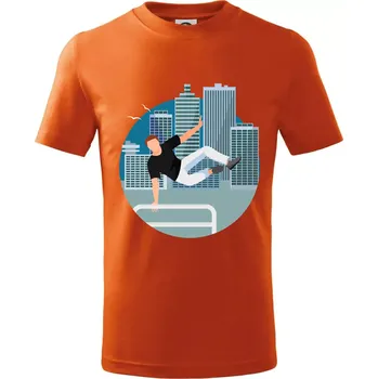 Chlapecké oblečení Parkour ve městě - Tričko dětské bavlněné - 134 cm/8 let ( Oranžová )