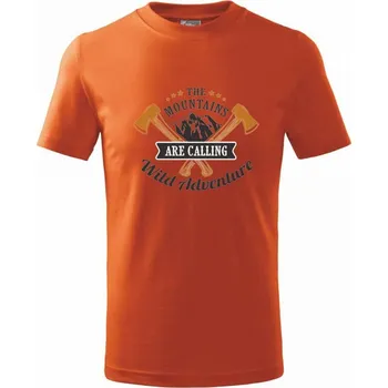 Chlapecké tričko The mountains are calling wild adventure - Tričko dětské bavlněné - 122 cm/6 let ( Oranžová )
