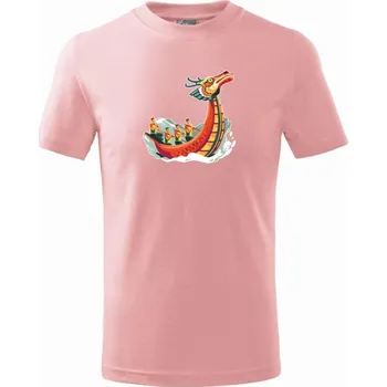Dračí lodě při závodě - Tričko dětské bavlněné - 98 cm / 2 roky ( Růžová )
