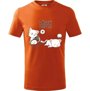 Chlapecké tričko Kočky bez energie pátek - Tričko dětské bavlněné - 158 cm/12 let ( Oranžová )