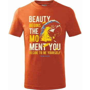 Chlapecké tričko Bird macaw - Tričko dětské bavlněné - 134 cm/8 let ( Oranžová )