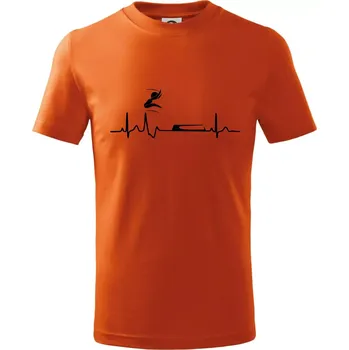 EKG skok do dálky - Tričko dětské bavlněné - 98 cm / 2 roky ( Oranžová )