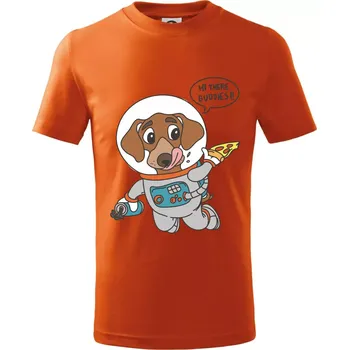 Chlapecké tričko Pes kosmonautem - Tričko dětské bavlněné - 158 cm/12 let ( Oranžová )