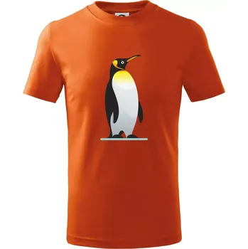 Chlapecké oblečení Tučňák se žlutou nákrčenkou - Tričko dětské bavlněné - 104-110cm / 3-4 roky ( Oranžová )