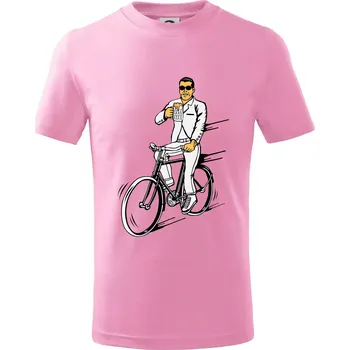 Gentleman na kole s pivem - Tričko dětské bavlněné - 98 cm / 2 roky ( Růžová )