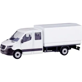 Modelová železnice Herpa 013499 H0 model nákladního vozidla Mercedes Benz Sprinter Dvojkabine s tritkou, bílá