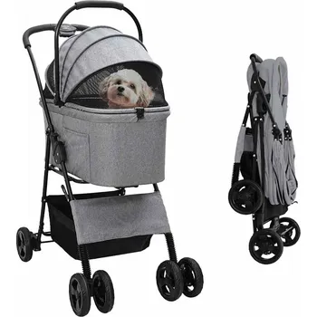 Přívěsný vozík pro psa Skládací kočárek pro domácí mazlíčky Šedá 81 x 47 x 99 cm
