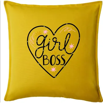 Polštář Girl boss - srdce - Polštář 50x50 - 50x50 - Pouze potah ( Žlutá )