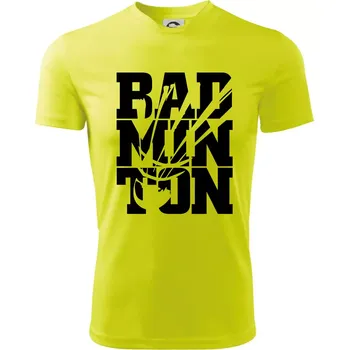 Badminton nápis - Dětské triko sportovní (dresovina) - 158 cm/12 let ( Neonově žlutá )