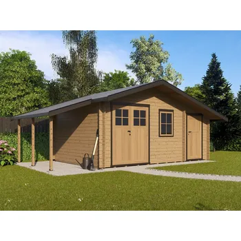 Zahradní domek Zita EKO DD 490x350 28 mm + přístřešek