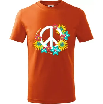 Peace symbol abstraktní - Tričko dětské bavlněné - 98 cm / 2 roky ( Oranžová )