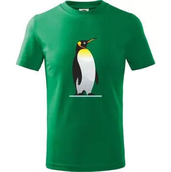 Chlapecké tričko Tučňák se žlutou nákrčenkou - Tričko dětské bavlněné - 98 cm / 2 roky ( Středně zelená )