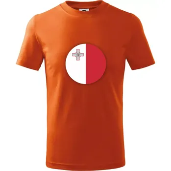 Chlapecké oblečení Vlajka Malta kulatá velká - Tričko dětské bavlněné - 98 cm / 2 roky ( Oranžová )