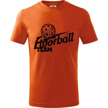Florbal team - Tričko dětské bavlněné - 104-110cm / 3-4 roky ( Oranžová )