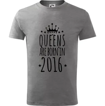 Chlapecké tričko Queens are born in 2016 - Tričko dětské bavlněné - 98 cm / 2 roky ( Tmavě šedý melír )