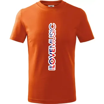 I love music na výšku - Tričko dětské bavlněné - 134 cm/8 let ( Oranžová )
