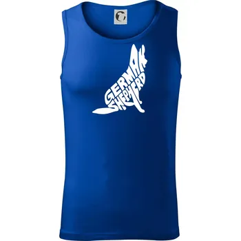 Německý ovčák sedící napis - Tílko pánské Core - XL ( Královská modrá )