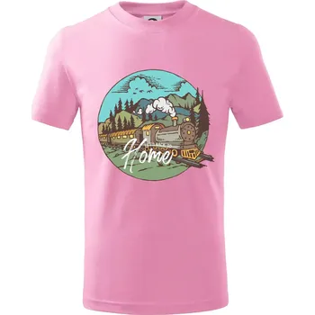 Chlapecké tričko Train back to home - Tričko dětské bavlněné - 98 cm / 2 roky ( Růžová )