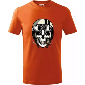 Chlapecké tričko Motorkářská helma a doutník - Tričko dětské bavlněné - 158 cm/12 let ( Oranžová )