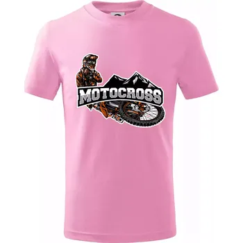 Chlapecké tričko Motocross pohoří - Tričko dětské bavlněné - 98 cm / 2 roky ( Růžová )