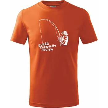 Rybář s nejdelším prutem - Tričko dětské bavlněné - 122 cm/6 let ( Oranžová )
