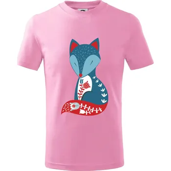 Folklor - liška samostatná - Tričko dětské bavlněné - 98 cm / 2 roky ( Růžová )
