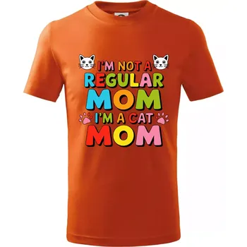 Chlapecké tričko I'm not a regular mom I'm a cat mom - Tričko dětské bavlněné - 158 cm/12 let ( Oranžová )