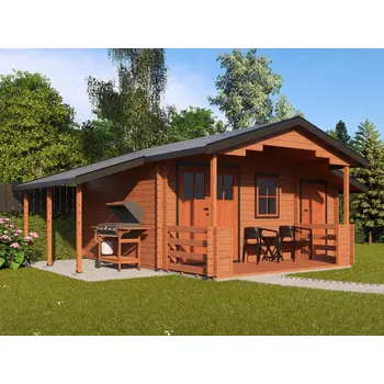 Zahradní domek Camping EKO DD 490x350 28 mm + přístřešek