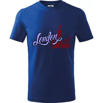 Chlapecké tričko London Lettering - Tričko dětské bavlněné - 98 cm / 2 roky ( Královská modrá )