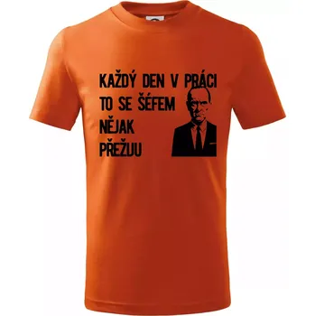 Každý den v práci to se šéfem nějak přežiju - Tričko dětské bavlněné - 158 cm/12 let ( Oranžová )