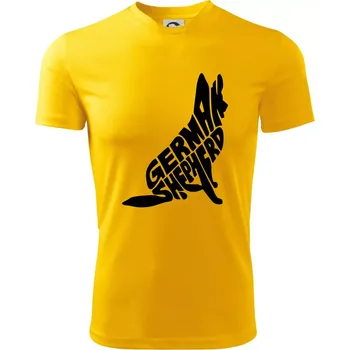 Německý ovčák sedící napis - Dětské triko sportovní (dresovina) - 134 cm/8 let ( Žlutá )