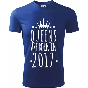 Chlapecké tričko Queens are born in 2017 - Dětské triko sportovní (dresovina) - 122 cm/6 let ( Královská modrá )