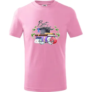 Chlapecké tričko Best teacher ever - Tričko dětské bavlněné - 104-110cm / 3-4 roky ( Růžová )