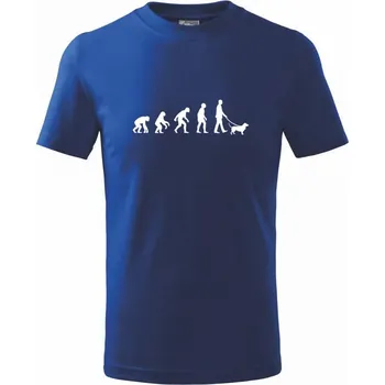 Chlapecké tričko Evoluce pes baset (muž-žena) - Tričko dětské bavlněné - 98 cm / 2 roky ( Královská modrá )