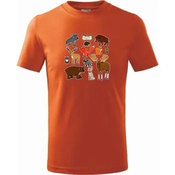 Chlapecké oblečení Lesní zvířátka - Tričko dětské bavlněné - 146 cm/10 let ( Oranžová )