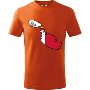 Chlapecké tričko Mapa Malta s vlajkou - Tričko dětské bavlněné - 146 cm/10 let ( Oranžová )