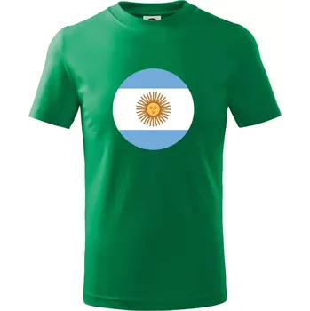 Chlapecké tričko Argentina vlajka kulatá - Tričko dětské bavlněné - 98 cm / 2 roky ( Středně zelená )