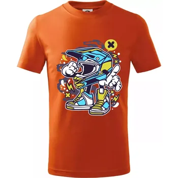 Chlapecké tričko Motohelmátor - Tričko dětské bavlněné - 134 cm/8 let ( Oranžová )