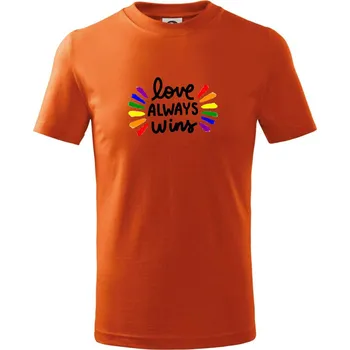 Chlapecké oblečení Love always win - čáry - Tričko dětské bavlněné - 146 cm/10 let ( Oranžová )