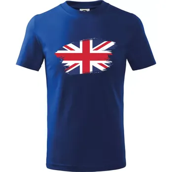 Chlapecké tričko Britská vlajka roztrhaná - Tričko dětské bavlněné - 98 cm / 2 roky ( Královská modrá )