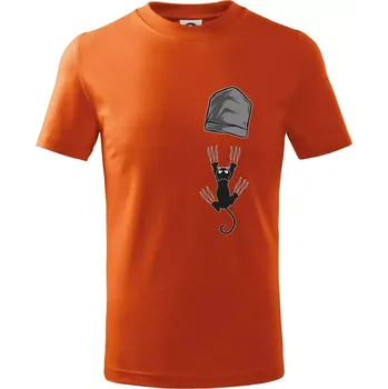 Chlapecké tričko Kočka vypadla z kapsy - Tričko dětské bavlněné - 146 cm/10 let ( Oranžová )