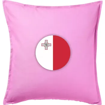 Polštář Vlajka Malta kulatá velká - Polštář 50x50 - 50x50 - Pouze potah ( Růžová )
