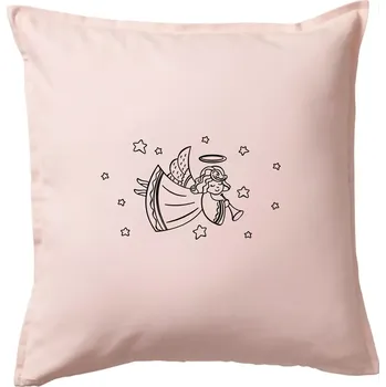 Polštář Andílek hrající - Polštář 50x50 - 50x50 - Včetně výplně ( Světle růžová )