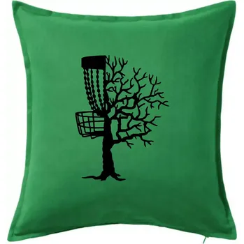 Polštář Disc golf pozor strom - Polštář 50x50 - 50x50 - Včetně výplně ( Středně zelená )